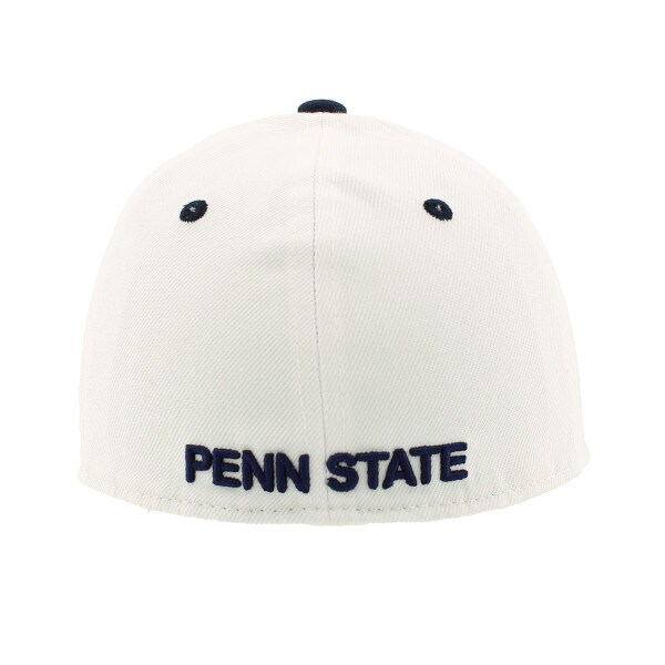 back of white fitted hat with embroidered Penn State